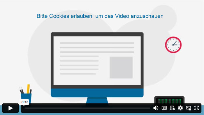 Eine Grafik zeigt einen Computerbildschirm mit einem Hinweis, Cookies zu erlauben, um ein Video anzuschauen.