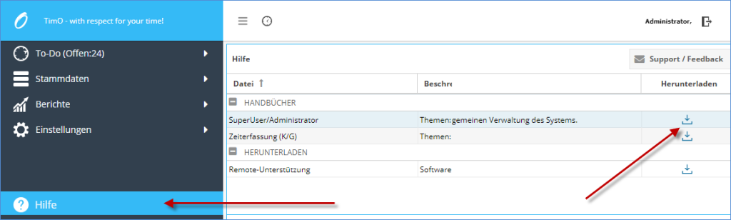 Hilfe im TimO-System