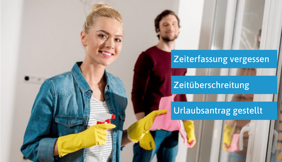 Automatische Warnmeldung bei Abweichungen in einer Zeiterfassung für Gebäudereinigung