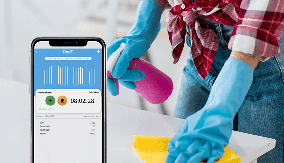 Stundenkonto für Mitarbeiter in einer Zeiterfassung für Gebäudereinigung