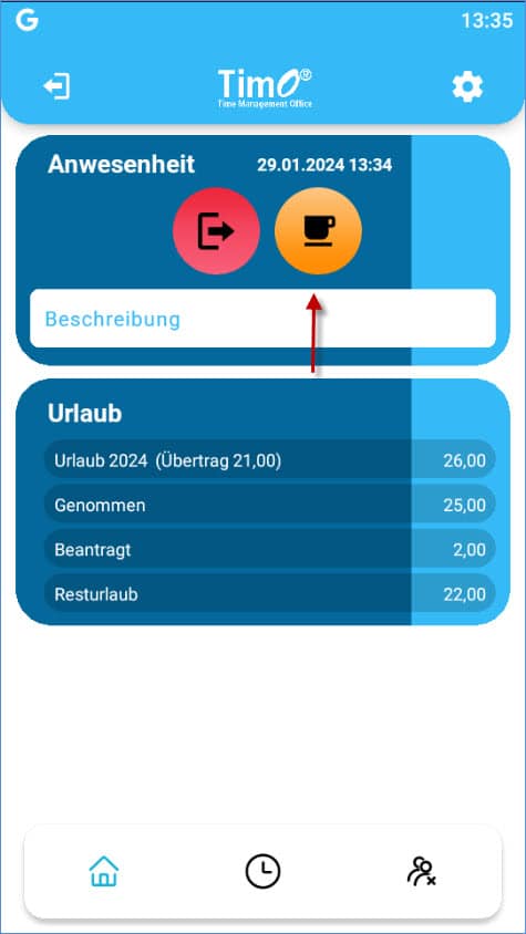 Pause in TimO App Dashboard