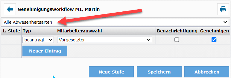 Workflow für alle Abwesenheiten im TimO