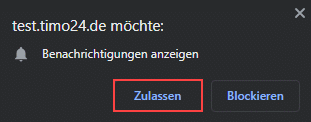 Im Bild sehen Sie das Browser Auswahlfeld, um Benachrichtigungen zuzulassen oder abzulehnen.