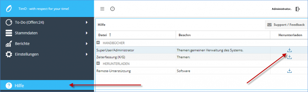 Hilfe im TimO-System