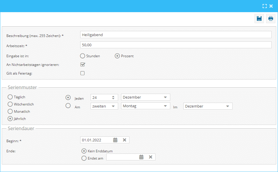 Heiligabend und Sylvester halber Tag Urlaub