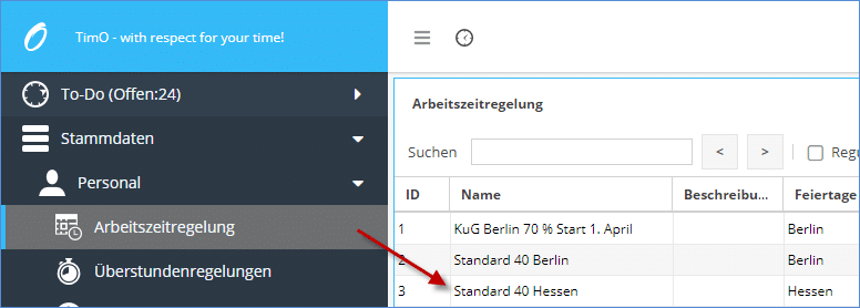 Arbeitszeitregelung TimO