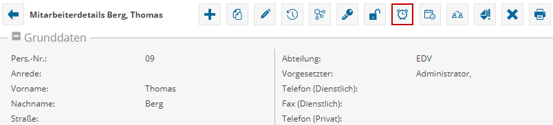 Das Bild zeigt die Mitarbeiterdetails der Software TimO. Mit umrandeten Feld "Überstundenregelung".