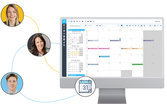 Übersicht gemeinsamer Termine und Abwesenheiten in einer Online-Kalender-Software
