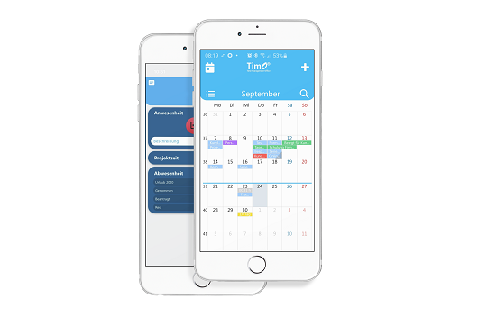 Kalenderansicht mit integrierter Zeiterfassung in einer Online-Kalender-Software