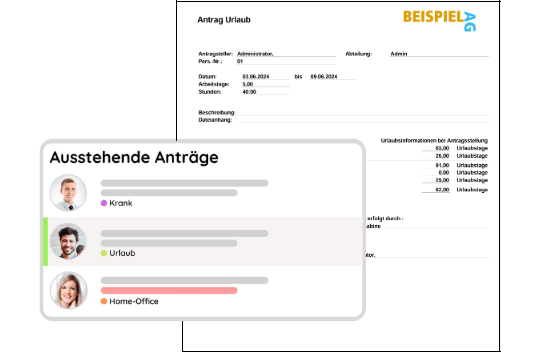 Digitale Urlaubsanträge mit Export- und Druckfunktion in einer Digitaler-Urlaubsantrag-Software