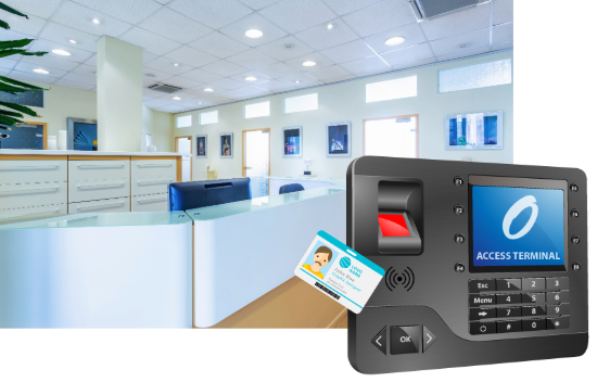 Zeiterfassungsterminal für Mitarbeiter in einer Zeiterfassung für Kanzleien