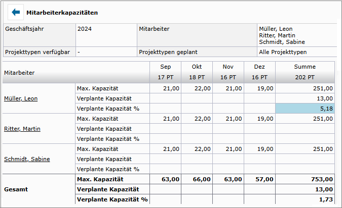 Einsatzplanung von Mitarbeiterkapazitäten im Multiprojektmanagement