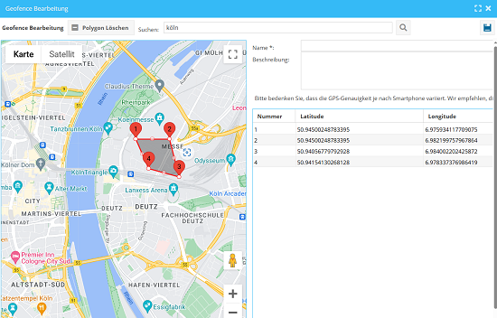 Zeiterfassungssoftware mit GPS-basiertem Geofencing zur Standortüberwachung von Mitarbeitern.