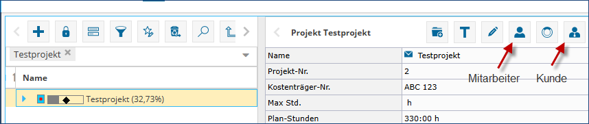 Mitarbeiter oder Kunden zu einem Projekt zuordnen