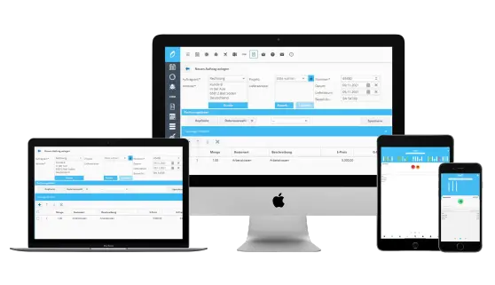 Benutzeroberfläche einer Faktura Software für Desktop- und Mobilgeräte
