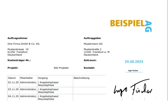 Leistungsnachweise für Consulting und automatisierte Abrechnungen in der Zeiterfassung.