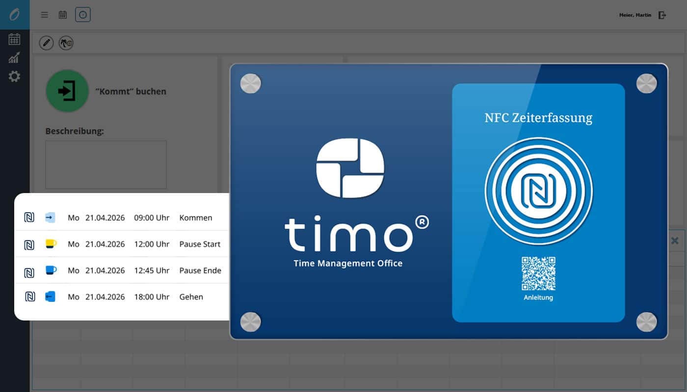 NFC-Zeiterfassung mit Smartphone | Ohne Terminal | TimO®