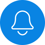 Blaues Glockensymbol für Benachrichtigungen in der CRM Software.