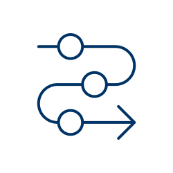 Sales Pipeline Icon für einen strukturierten Prozess mit mehreren aufeinanderfolgenden Stationen.