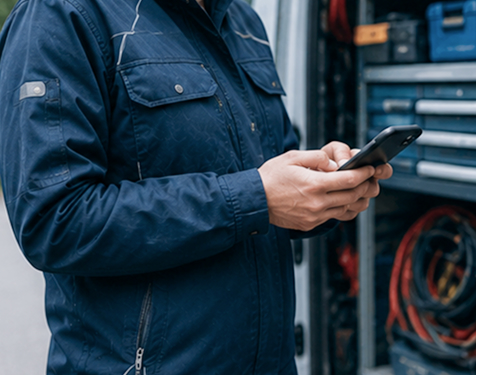 Frau aus dem Service erfasst ihre Arbeitzeiten mit der TimO® App