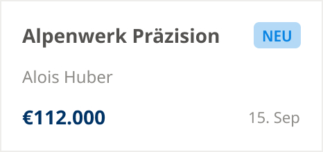 Neue Verkaufschance in der CRM Software mit Unternehmen, Ansprechpartner, Auftragswert und geplantem Datum.