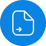Blaues Dokument-Icon mit Pfeil für den Export.