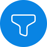 Blaues Filter-Icon zum Eingrenzen von Daten.