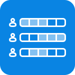 Blaues Icon für die Kapazitätsplanung von Mitarbeitern.